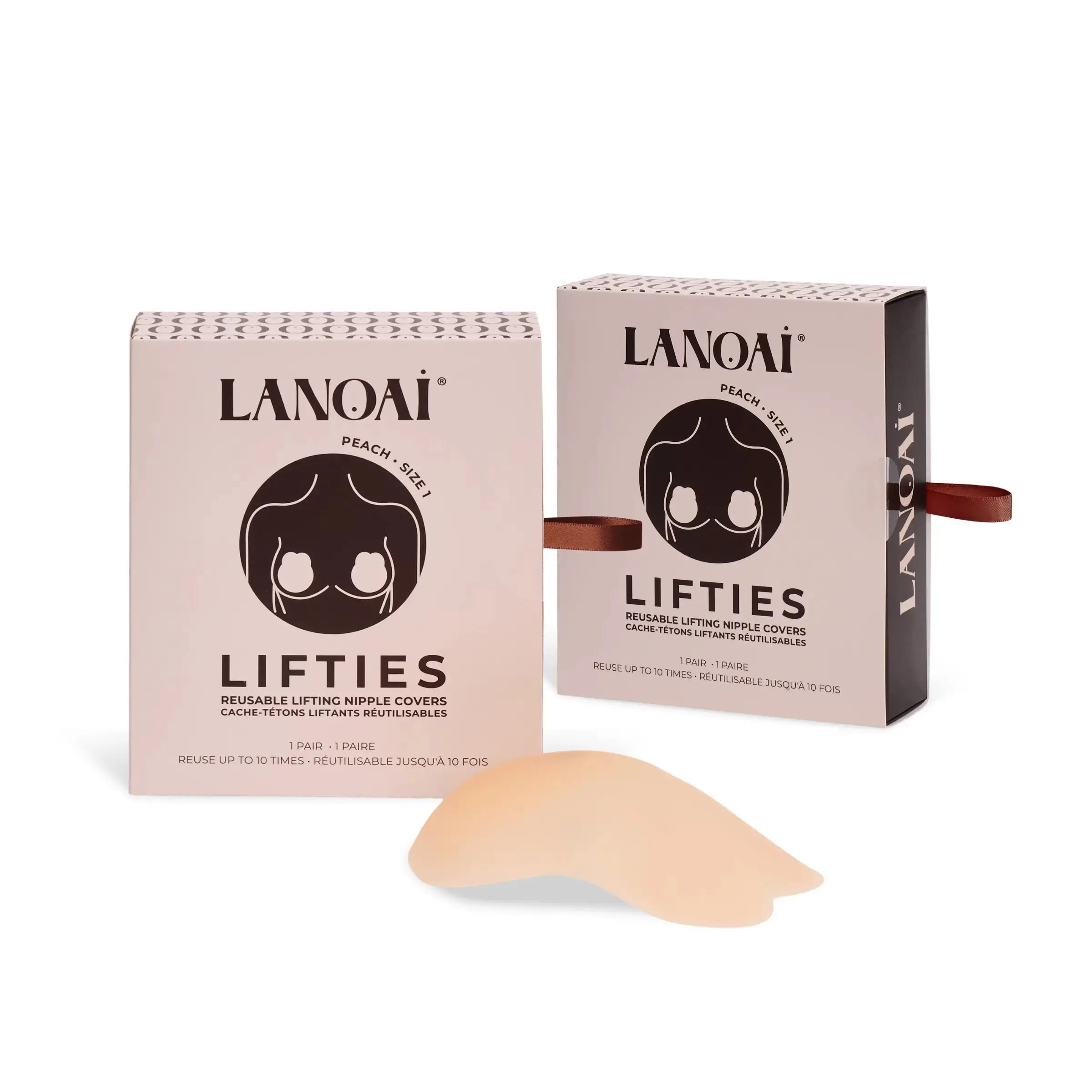 Lanoai Lifties reusable lifting nipple covers with packaging on a white background