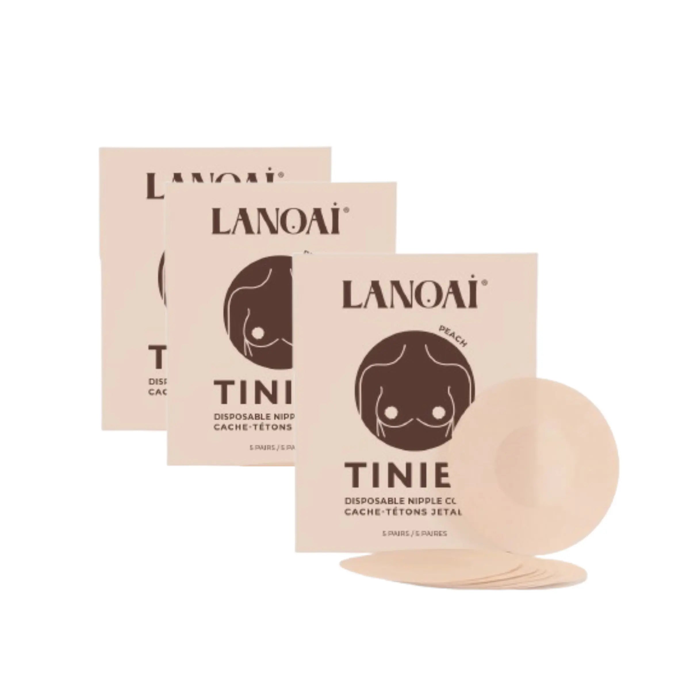 LANOAI TINIES disposable nipple covers with packaging on a white background
