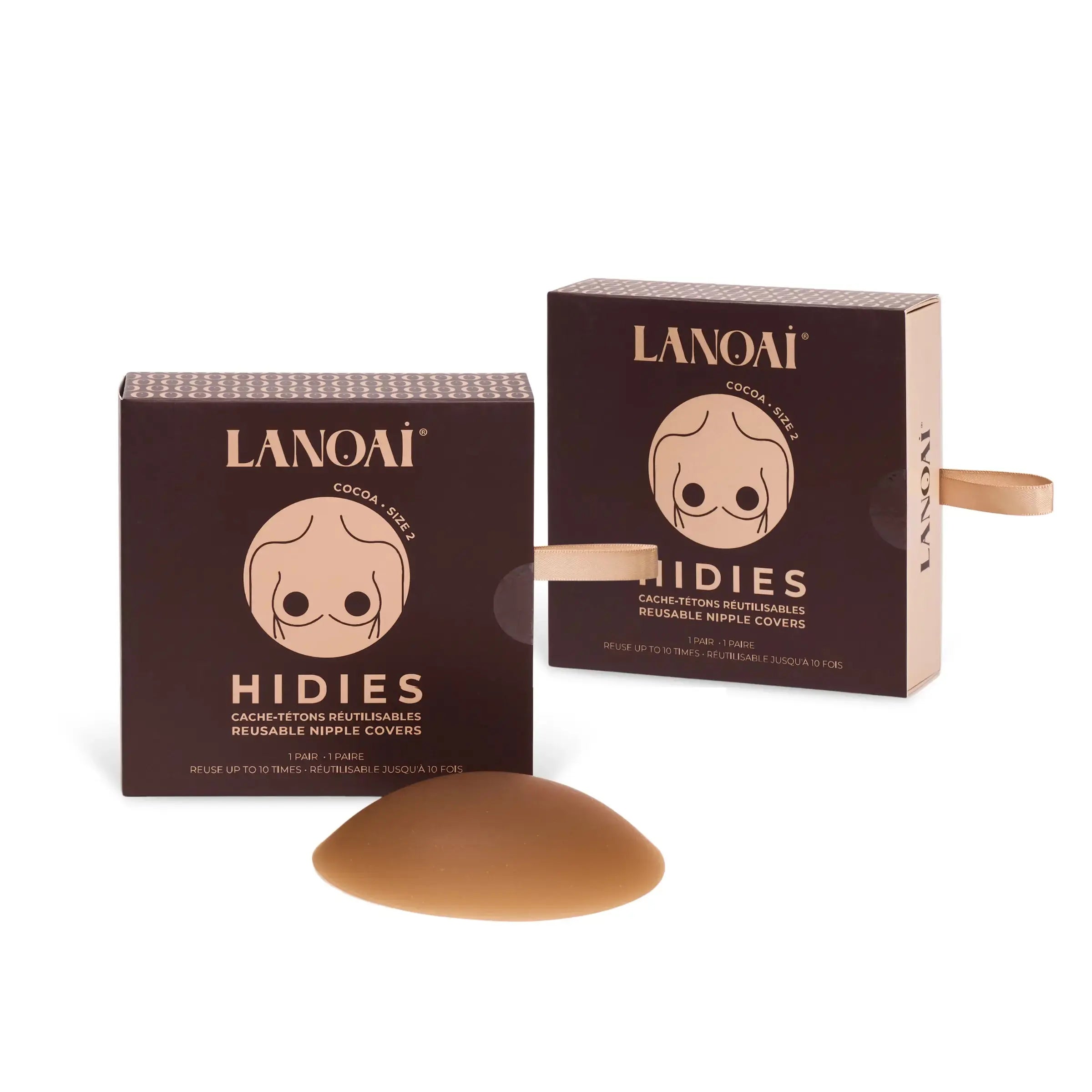 Lanoai Hidies reusable nipple covers with packaging on a white background