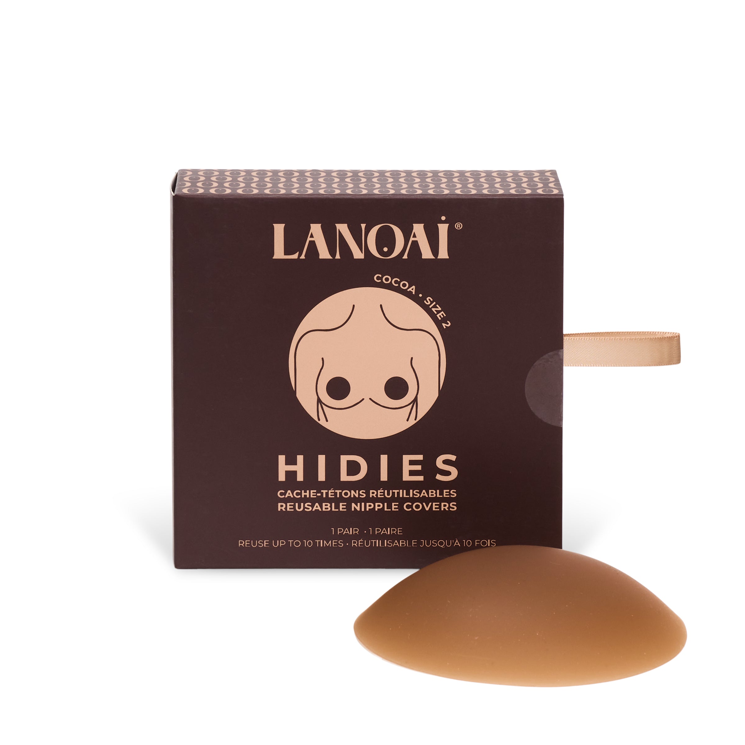 Reusable silicone nipple covers cocoa size L with box by Lanoai